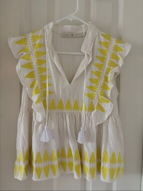 Marie Oliver White Tunic with Yellow Trim
